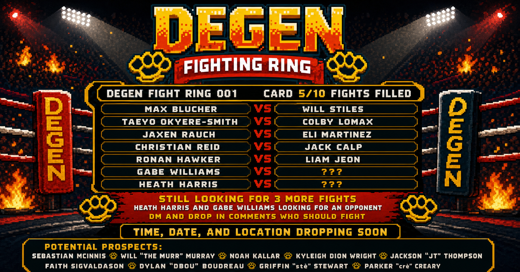 Degen Fight Ring 001 — fight card